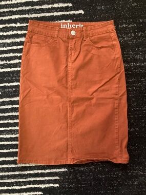 Inherit Remi Autumn Denim Skirt EUC 7/8 Medium MIDI No Slit Modest Womens 7 8